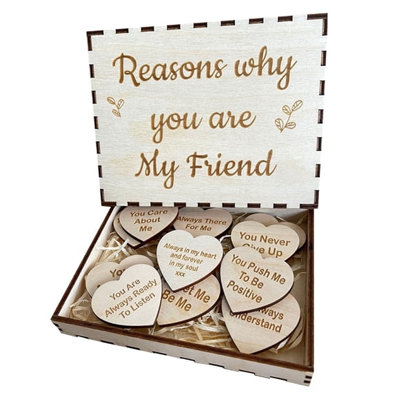 Pxyqht Friend Keepsake Gift Wooden Box with Heart Shape Decorations Perfect for Birthdays Anniversaries Thank You Gifts DIY Crafts and Romantic Events