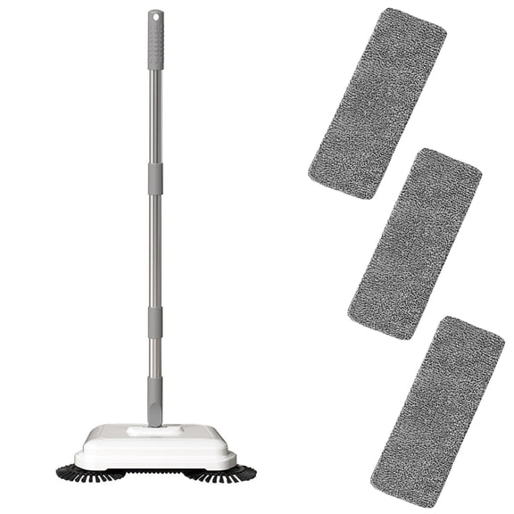 Pxyqht Hand Push Sweeper Automatic Floor Cleaning Machine Ergonomic Stainless Steel with Microfiber Mop for Hard Surfaces Pet Hair and Dust Removal