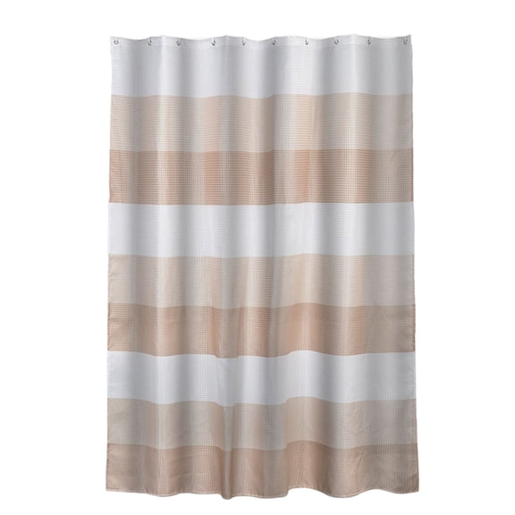 Pxyqht Heavy Duty Polyester Shower Curtain with Weave Design Waterproof and Stain-Resistant, Includes 12 Plastic Hooks for Easy Installation, Perfect for Bathroom Decor