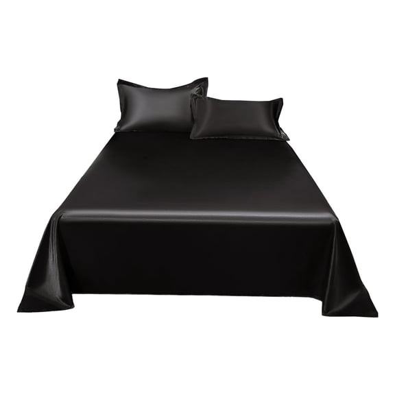 Pxyqht Ice Silk Bed Sheet Set Soft Breathable Fabric Luxury Pillow Cases Comfort Cooling Bed Linen Machine Washable for All Seasons