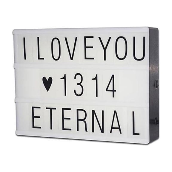 Pxyqht LED A4 Light Box DIY Alphabet Numbers Punctuation Sign Board for Home Decoration Wedding Gift with 85 Cards USB Powered Energy Saving