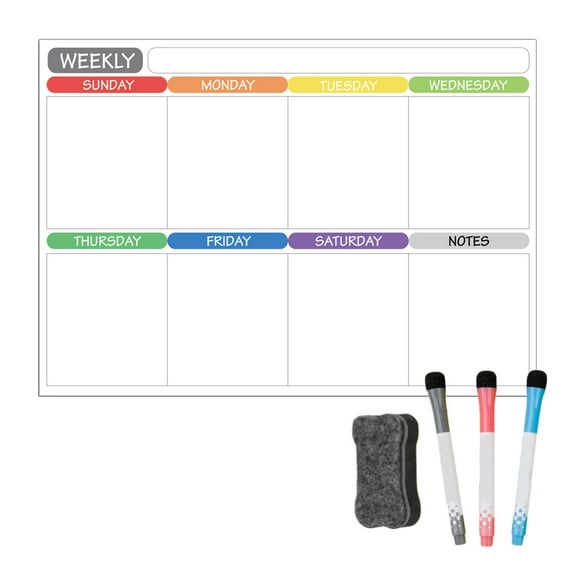 Pxyqht Magnetic Calendar, Dry Erasable Calendar, Fridge Calendar, Monthly Planner, Weekly Planner, Ideal for Kitchen Organization