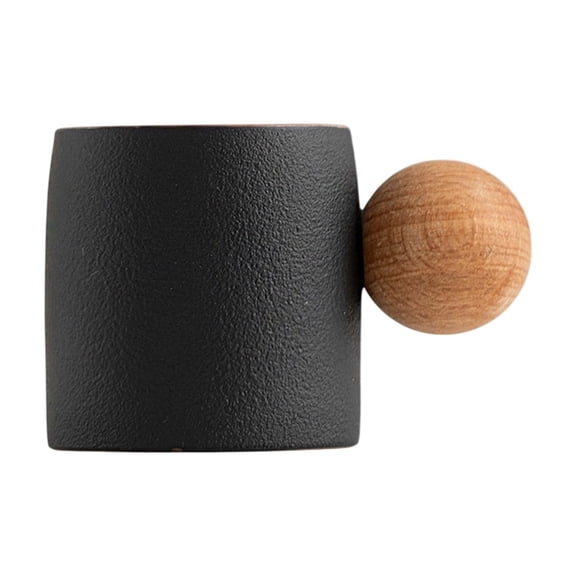 Pxyqht Mini Ceramic Tea Cup with Wooden Ball Handle Exquisite Classical Design Durable Coarse Material Ideal for Coffee and Tea Stylish Gradient Glaze Small Mug for Home Use