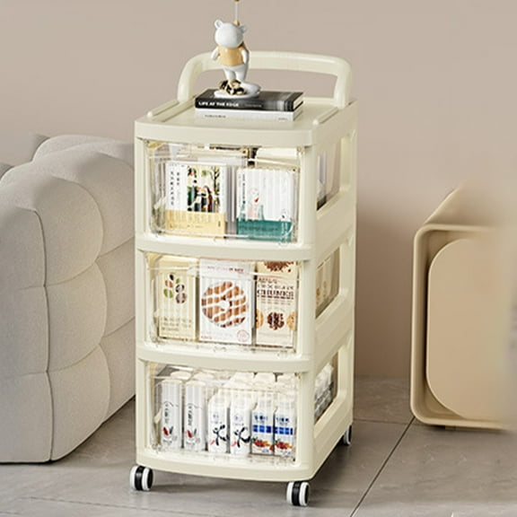 Pxyqht Multi-Layer Transparent Storage Cabinet, Movable Trolley for Kitchen, Bathroom, Living Room, Efficient Space Utilization, Flexible Mobility, Stable Load-bearing Structure