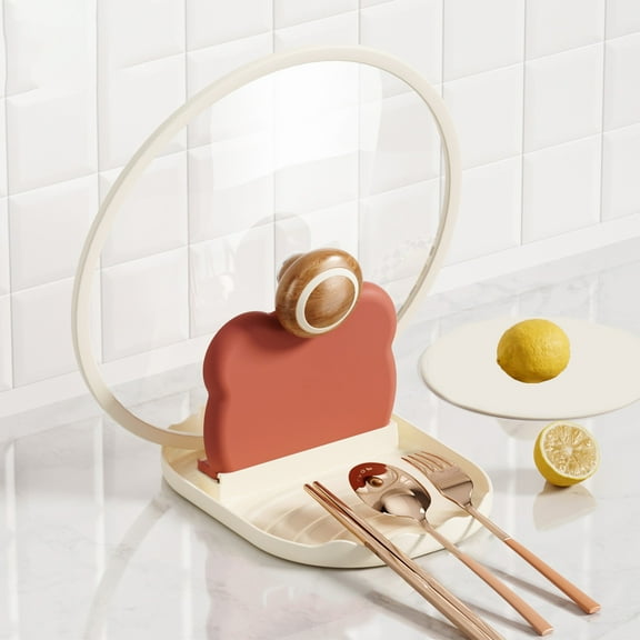 Pxyqht Pot Lid Rack Stand, Space-Saving Cookware Organizer, Stainless Steel Lid and Spoon Storage Shelf, Multi-Functional Kitchen Countertop Rack