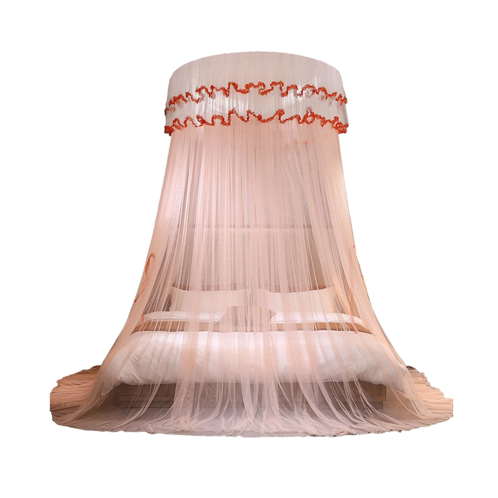 Pxyqht Princess-style Ceiling-mounted Mosquito Net Encrypted Foldable Polyester Bed Canopy for Romantic Bedroom Decor and Comfortable Sleep