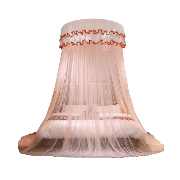 Pxyqht Princess-style Ceiling-mounted Mosquito Net Encrypted Foldable Polyester Bed Canopy for Romantic Bedroom Decor and Comfortable Sleep