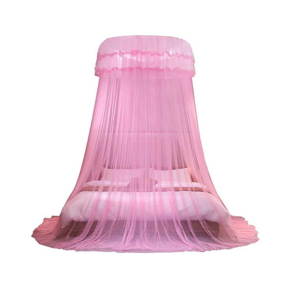 Pxyqht Princess-style Ceiling-mounted Mosquito Net Encrypted Foldable Polyester Bed Canopy for Romantic Bedroom Decor and Comfortable Sleep