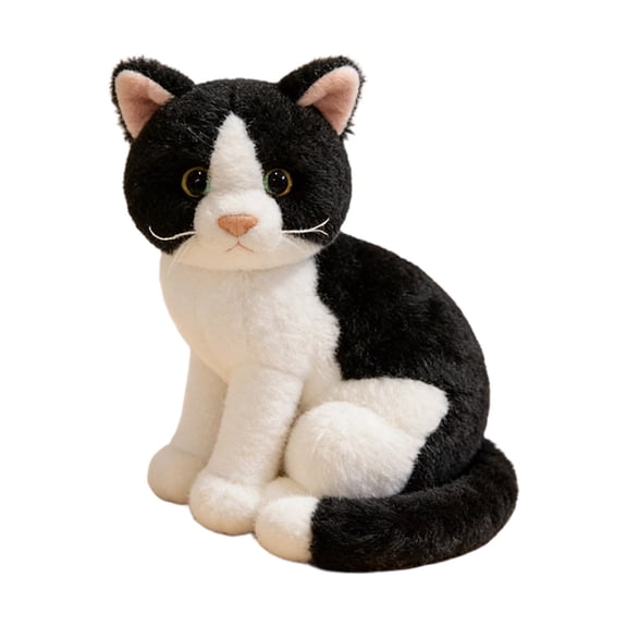 Pxyqht Sitting Cats Plush Toy Adorable Tabby Blue Soft Cuddly Gift for Cat Lovers Home Decor Durable Quality Slouching Head Design