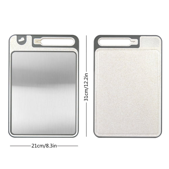 Pxyqht Stainless Steel Double Sided Cutting Board with Food-Grade Straw for Kitchen Chopping Cooking Prep Multifunctional Board with Knife Sharpener Ideal Gift for Chefs and Home Use