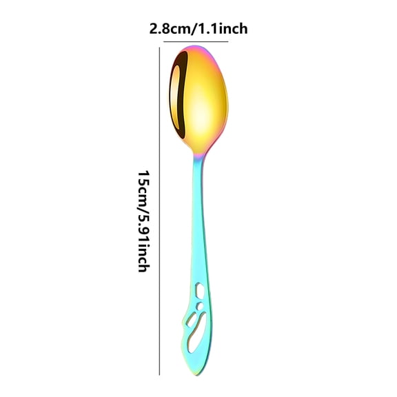Pxyqht Stainless Steel Hollow Dessert Spoon Elegant Modern Design Durable Dishwasher Safe Perfect for Ice Cream Puddings and Parfaits Easy to Clean Essential Kitchenware