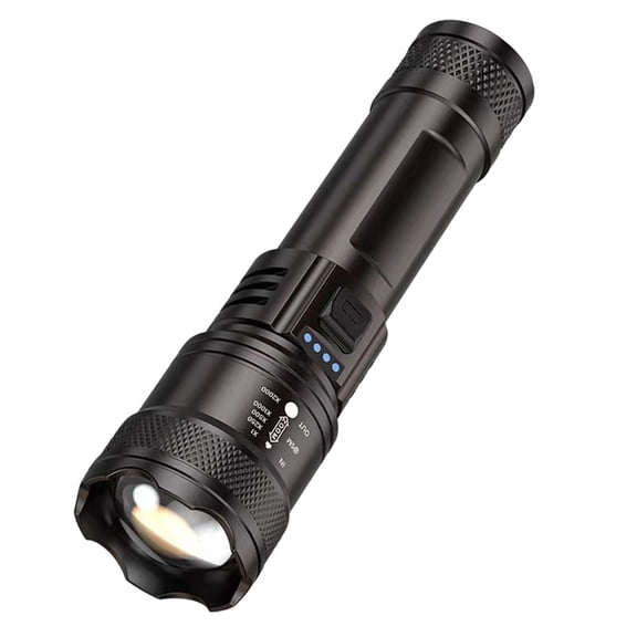 Pxyqht Super Bright Rechargeable Flashlight Telescopic Long Range Outdoor Camping Torch IPX4 Waterproof Emergency Light with USB Charging Cable