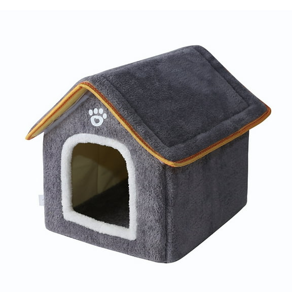 Pxyqht Warm Pet Kennel, Semi Enclosed Dog Bed, Self Warming Cave House for Dogs and Cats, Comfortable and Portable for Winter Use