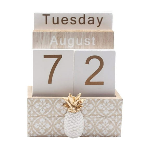 Pxyqht Wooden Calendar, Perpetual Calendar, Countdown Board, Desk Decorations, Home Ornaments, Ideal for Office and Living Room