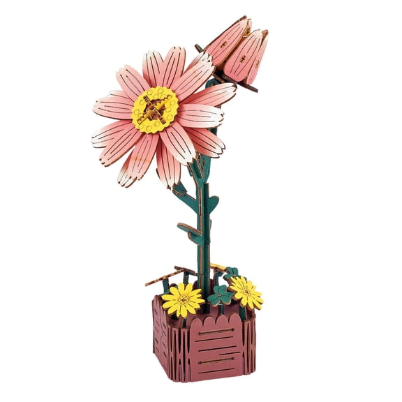 Pxyqht Wooden Flower Puzzle 3D Building Blocks Decor DIY Floral Model Handicrafts for Home Office Study Enhancing Creativity and Connection