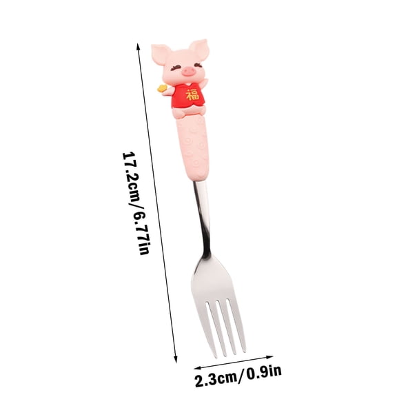Pxyqht sons Stainless Steel Fork Spoon Set Silicone Handle Cute Pig Design Perfect for sons Learning to Eat Durable and Fun Utensils for Mealtime and Travel