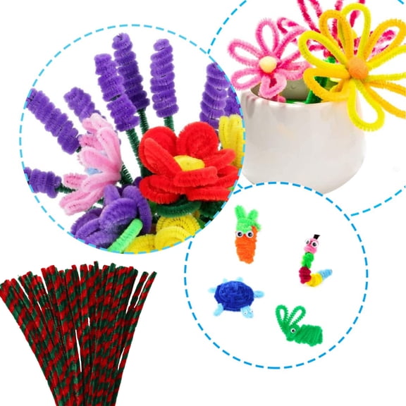 Pyaiiner 50PCS Colorful Pipe Cleaners Twisting Stick DIY for Bouquets Glasses Animals Soft Chenille Stems Craft Wire for Handicrafts Birthday Christmas Gift
