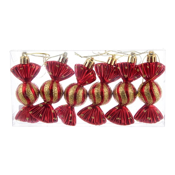 Taotanxi 6 Pieces Christmas Candy Shape Hanging Decoration Christmas Tree Candy Decoration Christmas Glitter Hanging Decoration Suitable For Decorating Family Gathering
