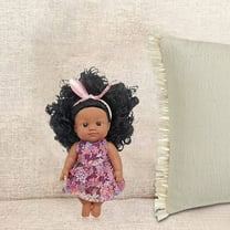 Pyaiiner 7Inch Black Enamel Doll Mini Vinyl African American Doll Interactive Toys Child Sleeping Realistic Newborn Doll Gift for Toddler Kid Baby