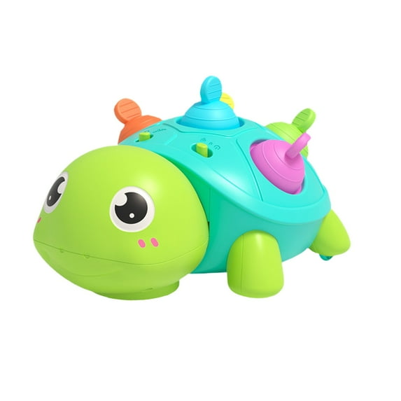Pyaiiner Interactive Light Up Turtle Toy with Sound Effects for Crawling Practice Teething Companion and Early Development Play