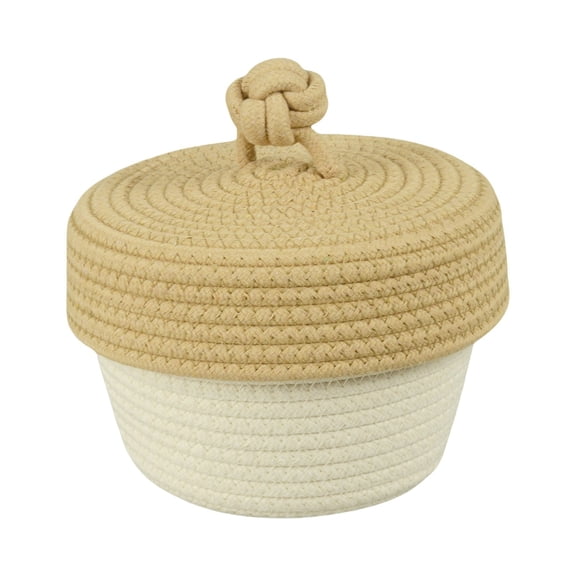 Pyaiiner Mini Storage Box Bracelet Stationery Storage Box Cotton Rope Braided Key Jewelry Desktop Storage Basket Desktop Cute Thatch Storage House