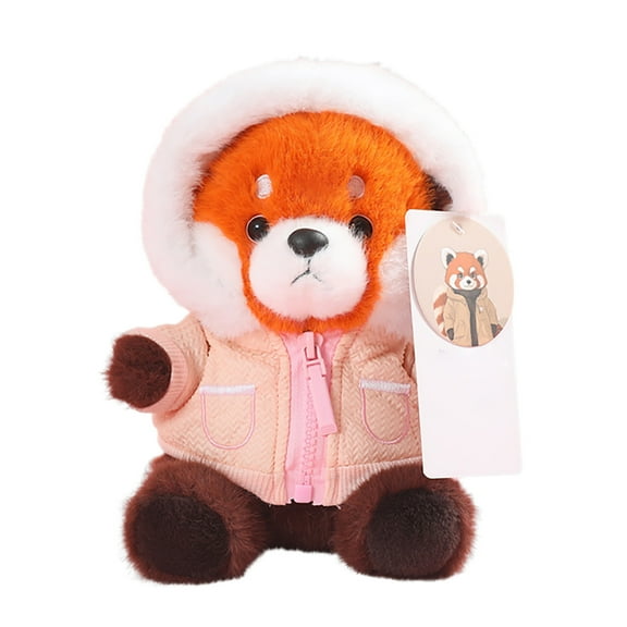 Pyaiiner Red Panda Plush Doll Stuffed Animal Cute Little Raccoon Doll Dressing Cloth Doll Holiday Party Decorations Birthday Gift