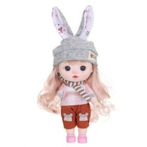 Pyaiiner Silicone Curly Hair Princess 8.6 Inch Beautiful American White Doll Dress Up Hairband or Hat Multi Joint Removable Birthday Christmas Gift