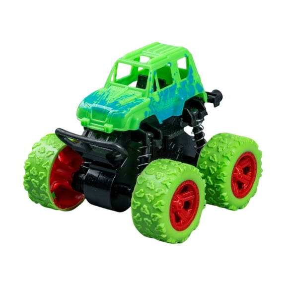 Pyaiiner Small Monster Truck Toys 4 Colors Option Push and Go Friction Powered Car Toys Inertia Pull Back Vehicle Stunt On-Road Vehicle Birthday Christmas Gift