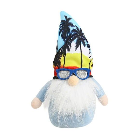 Pyaiiner Summer Gnome Figurine with Glasses Cute Beach Doll for Home Decor Garden Accent and Seasonal Decoration Perfect for Summer Parties and Gifts
