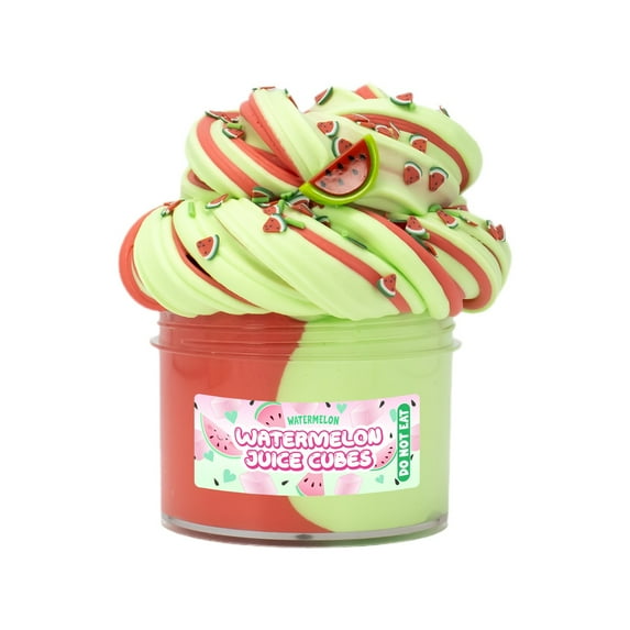 Pyaiiner Watermelon Jelly Slime 2 Colors Choices with Various Add-ins Soft Stretchy Non-Sticky Clays Sensory Toys DIY Craft Stress Relief Toy Party Favors Christmas Gift