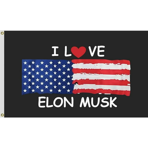 Pyd I Love Elon M-usk 2025 Flag 3X5FT for Outdoor,Support Elon M-usk Flags College Dorm Room Decor Indoor Flag,Man Cave Frat Wall Banner,Double Stitched, with Strong Brass Grommets. (love, 3X5)