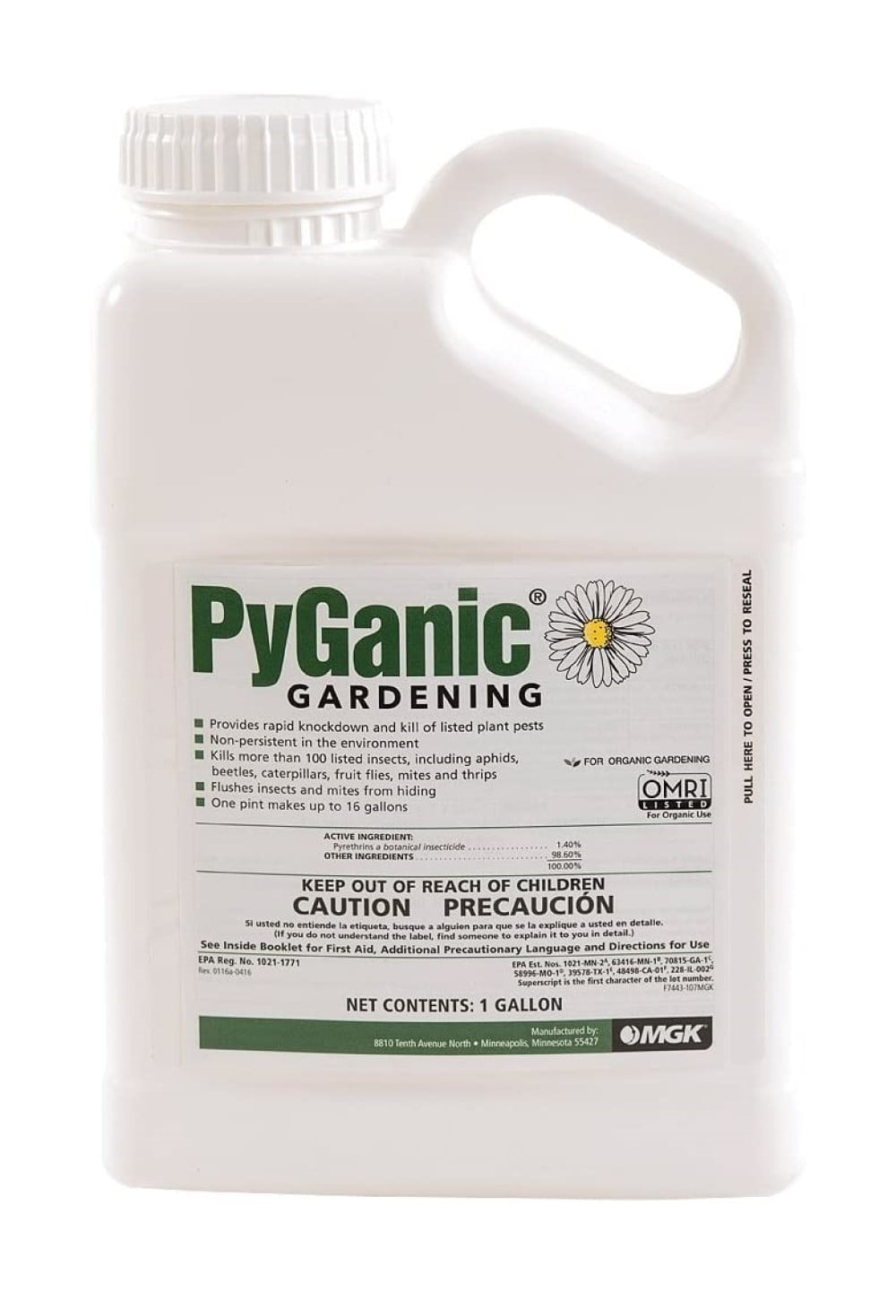 Pyganic Gardening Organic Insecticide - OMRI Listed Organic Pest Control -128 fl oz Bottle by MGK