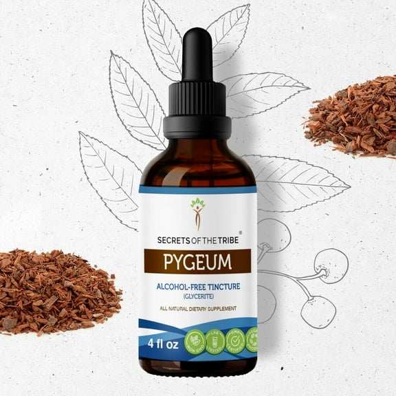 Secrets Of The Tribe Pygeum Tincture Dietary Supplement, Natural Herbal Extract for Prostate Health Support, Pygeum (Pygeum africanum) Dried Bark, Alcohol-Free Extract, Drops 4 oz