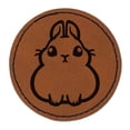 thumbnail image 1 of Pygmy Rabbit Bunny Cute 2.5" Faux Leather Round Engraved Iron-On Patch - Brown, 1 of 6