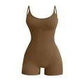 thumbnail image 1 of Pyhlmscde Abercrombie Jumpsuit, Women's Jumpsuits, Plus Size Jumpsuit, Women's Round Neck Sleeveless Suspender Solid Color Jumpsuit Sexy Suspender Bodysuit Brown M, 1 of 6