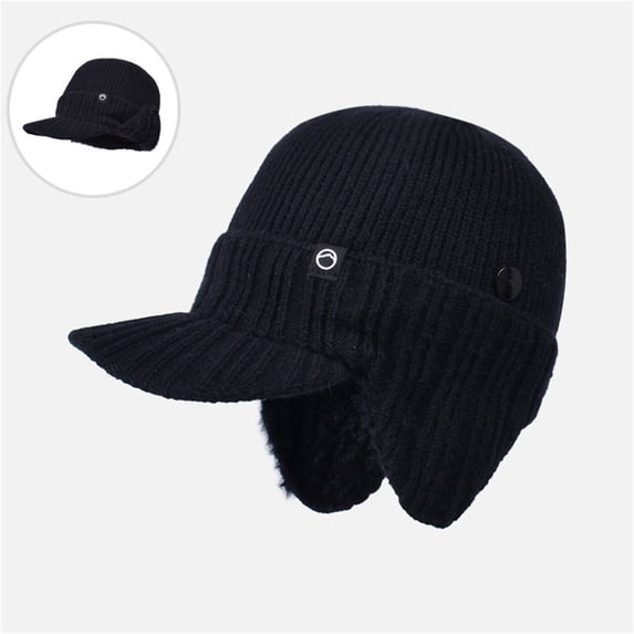 Pyhlmscde Brimmed Beanie Winter Warm Fleece Lined Hat with Ear Flaps for Men Women
