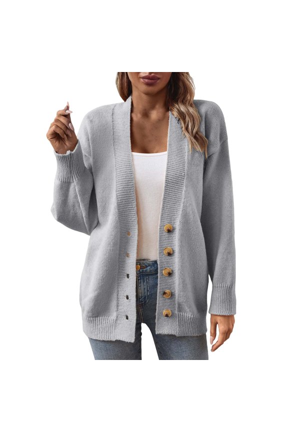 Cardigan Solid Color Mid Length Coarse Sweater For Women, Flannel Shirt Women, Knit Cardigan, Cardigan Sweaters For Women