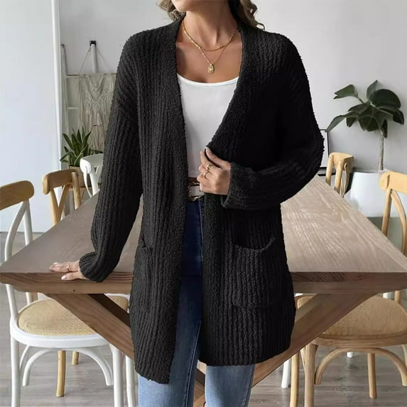 Pyhlmscde Cardigan Sweaters for Women with Pocket Trendy Casual Long Sleeve Tops Open Front Fall Winter Coats, Women Cardigans Lightweight, Cover Up Tops for Women, Soft Cardigans for Women