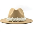 thumbnail image 1 of Pyhlmscde Classic Wide Brim Fedora Hat for Women Flat Top Hat with Bow Stylish Headwear, 1 of 2