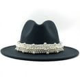 thumbnail image 1 of Pyhlmscde Felt Wide Brim Fedora Hats for Women Flat Top Design with Bow Classic Style, 1 of 2