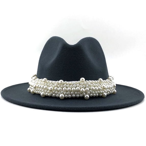 Pyhlmscde Felt Wide Brim Fedora Hats for Women Flat Top Design with Bow Classic Style