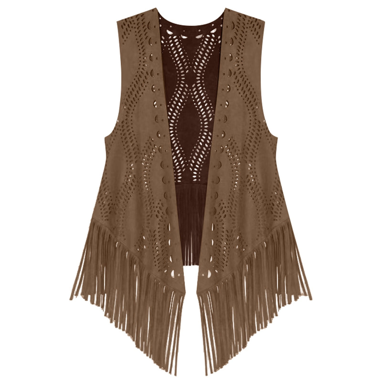 FRINGE VEST SET SUEDE JACKET ブラウンM Classyak Men's Western Cowboy Fringed Suede Leather Vest