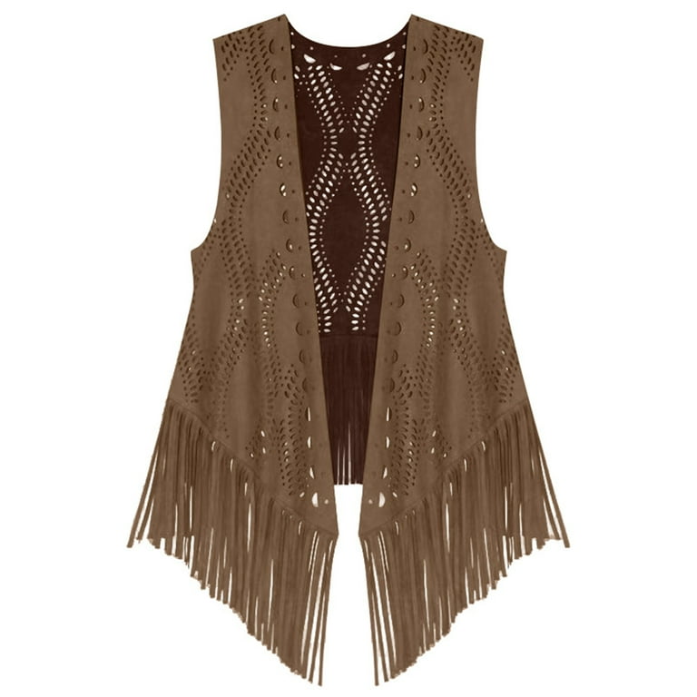 Pyhlmscde Fringe Vest, Soft Cowgirl Sleeveless Cropped