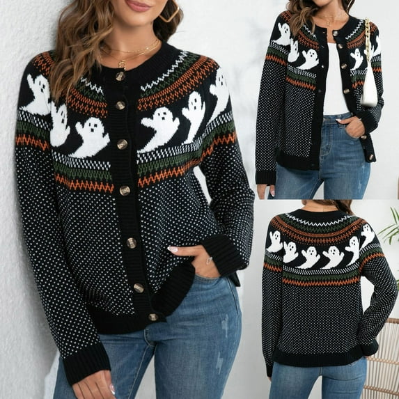 Pyhlmscde Halloween Cardigan Sweater for Women, Womens Tops, Halloween Sweaters for Women, Womens Jacket