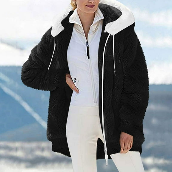Pyhlmscde Oversized Fuzzy Fleece Jackets for Women, Fall Coats, Womens Tops, Fleece Jacket Women