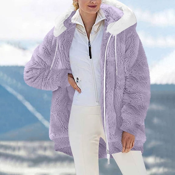 Pyhlmscde Oversized Fuzzy Fleece Jackets for Women, Fall Coats, Womens Tops, Fleece Jacket Women