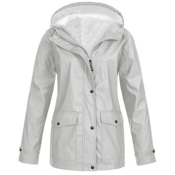 Pyhlmscde Plush Rain Jacket Women Zip Up Casual Hoodies Windbreaker Jackets Long Sleeve Coat Travel Jackets, Ski Jacket Woman Waterproof, Women'S Skiing Jackets, Womens Ski Jacket Waterproof Insulate