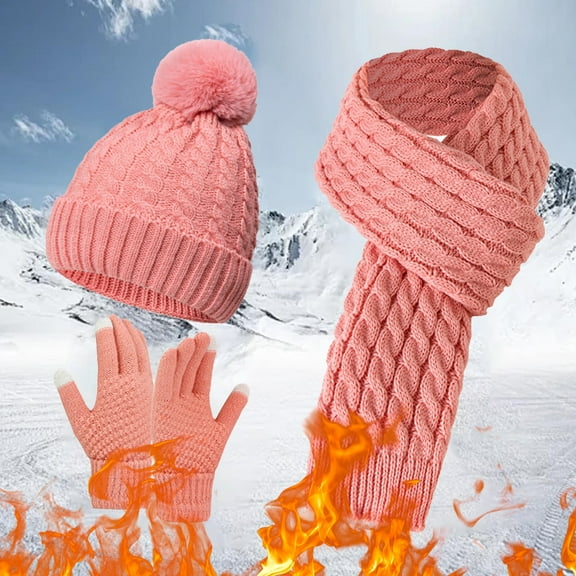 Pyhlmscde Scarf Gloves Hat Set for Women, Women Hats, Winter Clothes for Women, Winter Hats for Women