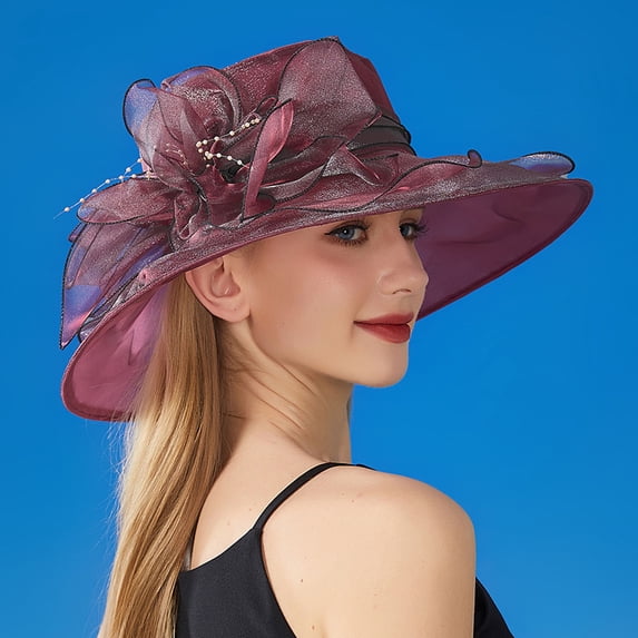 Pyhlmscde Sun Hats for Women Reversible Floral UV Protection UPF Packable Wide Brim with Chin Strap