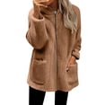 thumbnail image 1 of Pyhlmscde Sweatshirts for Women, Fleece Jacket Women, Zip up Hoodie Women, Fleece Jacket Women Full Zip Soft Fleece Jacket Lightweight Long Sleeve Hooded Outerwear with Pockets Khaki M, 1 of 8